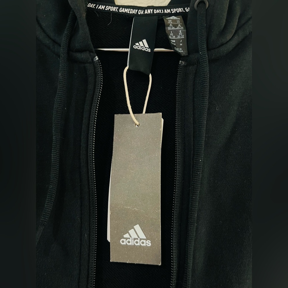 ADIDAS MUST HAVES 3-STRIPES FRENCH TERRY DW9695 black track top XS - Picture 6 of 12
